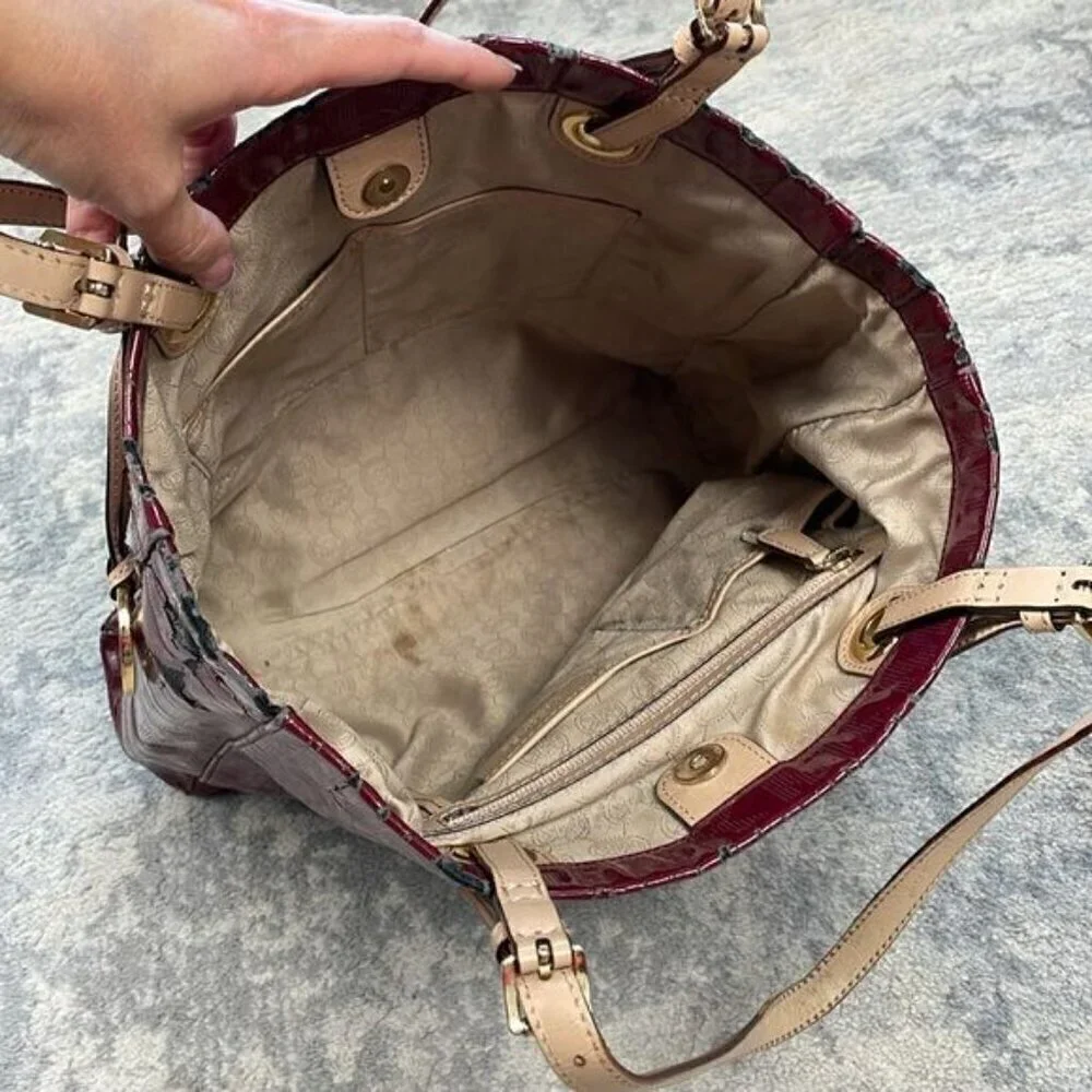 MICHAEL Michael Kors Jet Set Patent Leather Peony Tote Bag Logo DIY